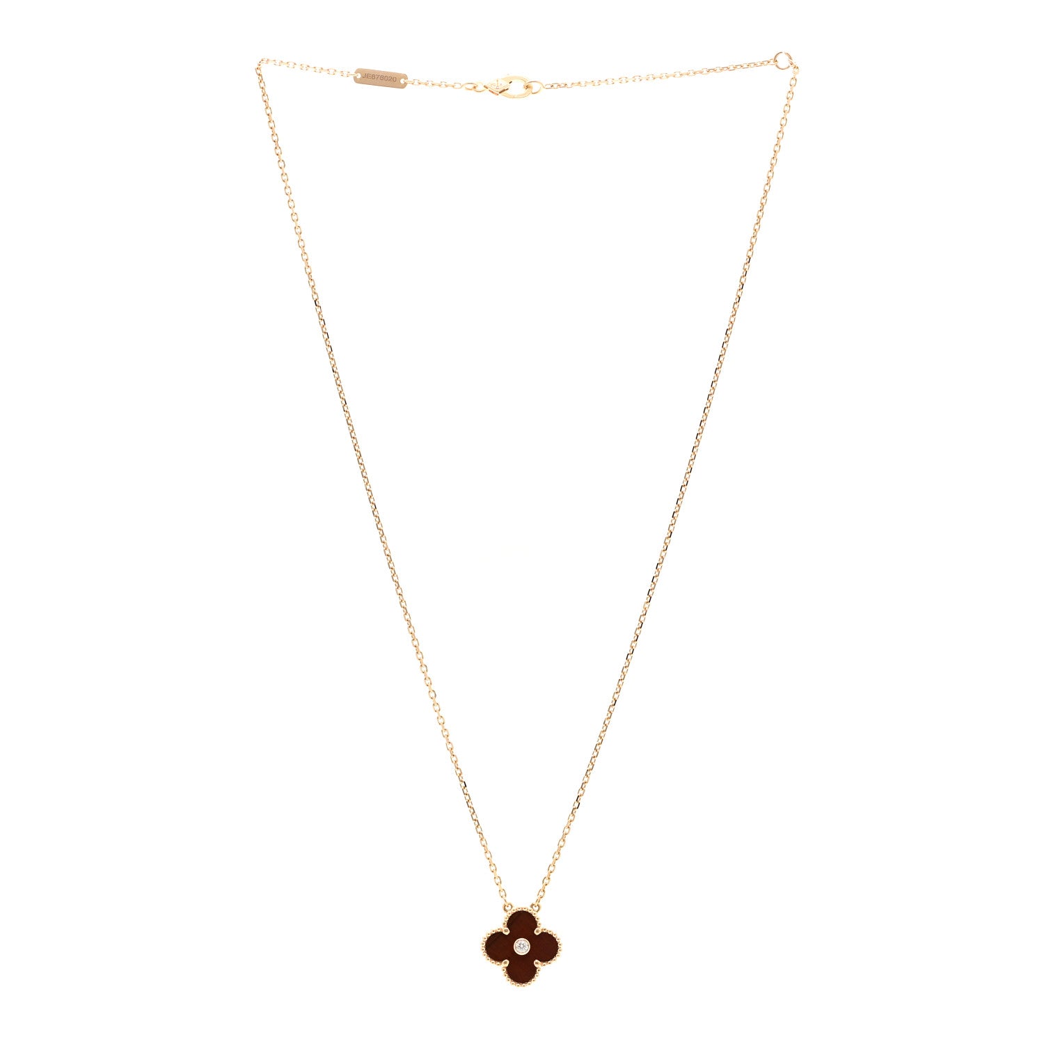 Van Cleef & Arpels 18K Rose Gold Diamond Bulls Eye Vintage Alhambra Pendant Necklace 3 of 6