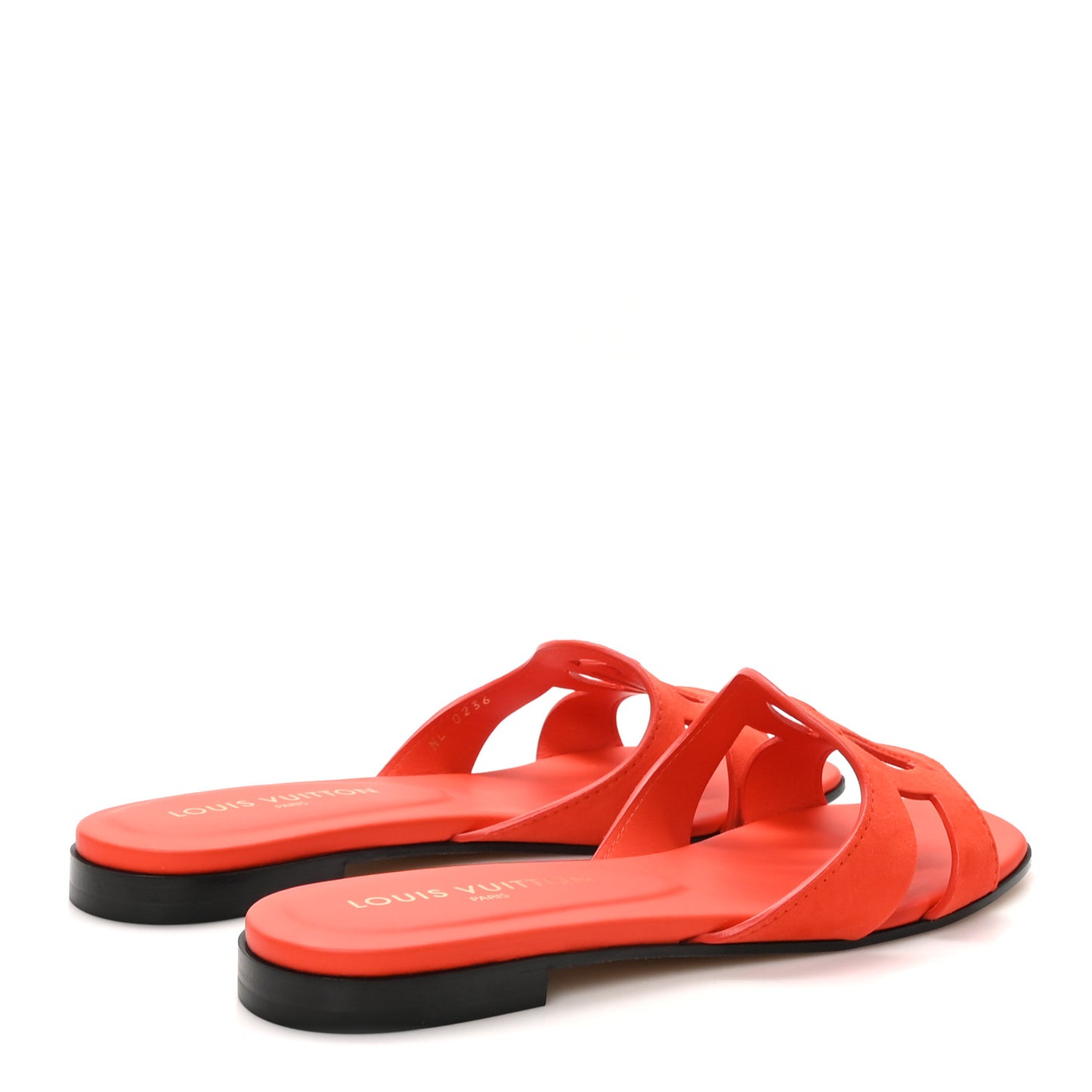 Suede Goatskin LV Isola Flat Sandals 40 Orange