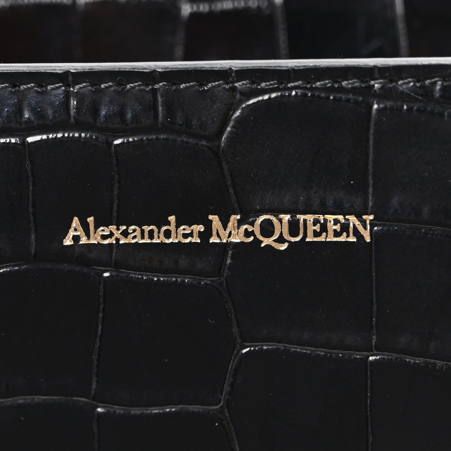 Crocodile Embossed Calfskin Knuckle Jeweled Crossbody Black