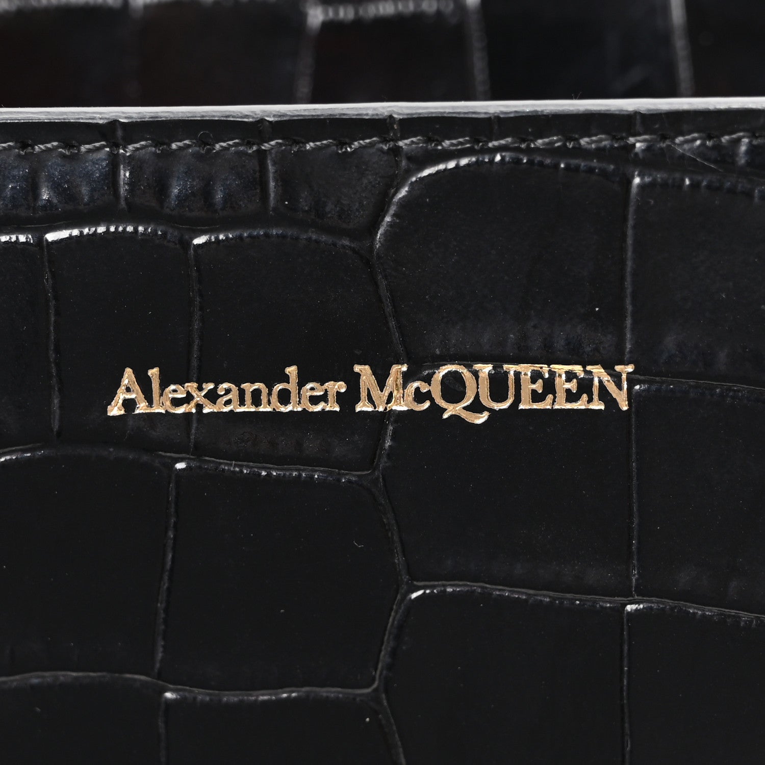 Alexander McQueen Crocodile Embossed Calfskin Knuckle Jeweled Crossbody Black 6 of 10