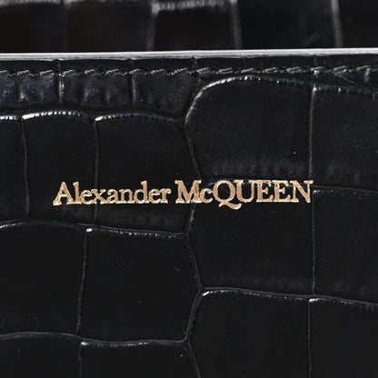 Alexander McQueen Crocodile Embossed Calfskin Knuckle Jeweled Crossbody Black 6 of 10