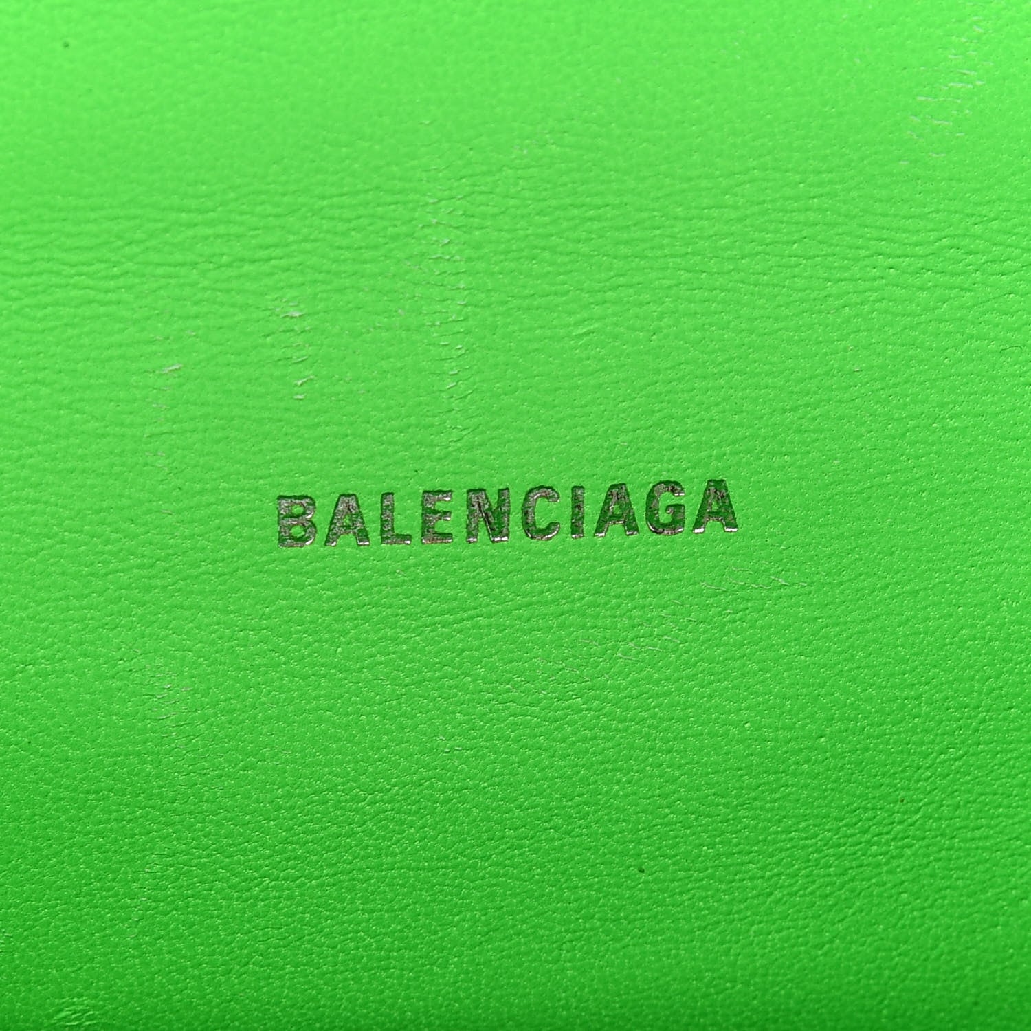 Balenciaga Shiny Calfskin Crocodile Embossed Hourglass Top Handle Bag XS Fluo Green 8 of 9