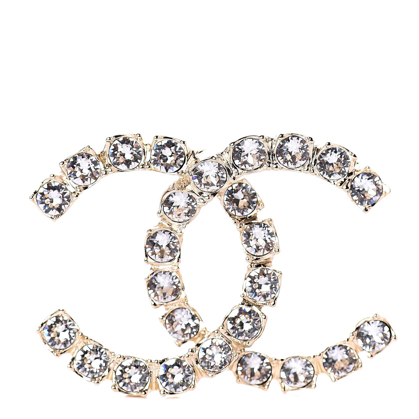 Crystal Coco's Pearls CC Brooch Light Gold