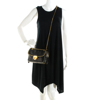 Prada Glace Calf Studded Pushlock Chain Shoulder Bag Black 2 of 7