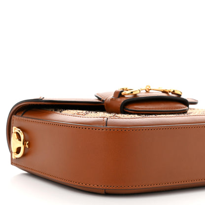 Gucci New Canvas Charisma Calfskin Crystal GG Monogram Mini Horsebit 1955 Shoulder Bag Camel Ebony 9 of 10