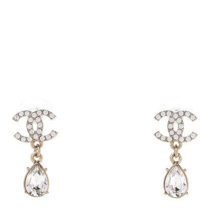 Chanel Crystal CC Tear Drop Earrings Gold 1 of 4