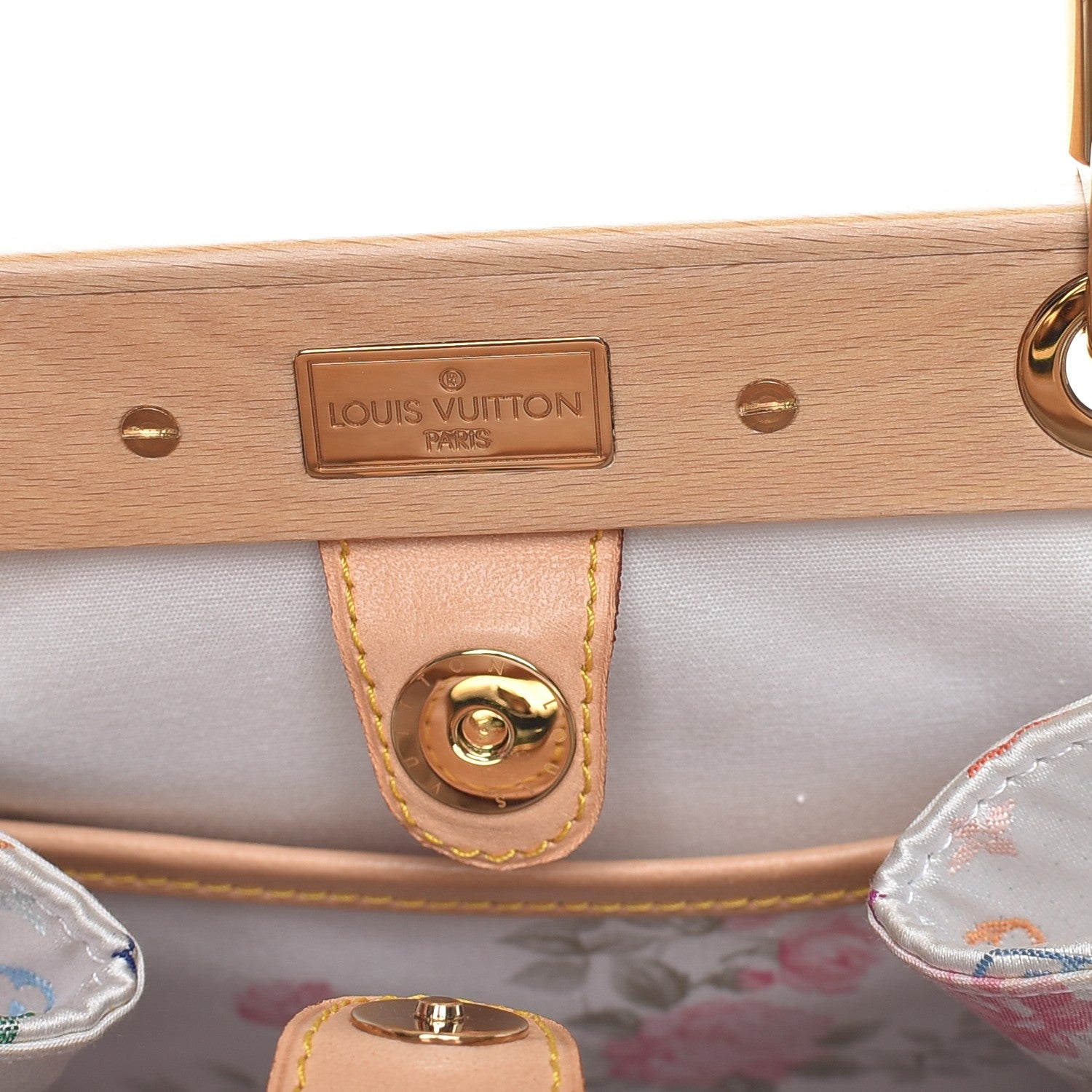 Louis Vuitton Silk Satin Monogram Multicolor Abelia White 6 of 8