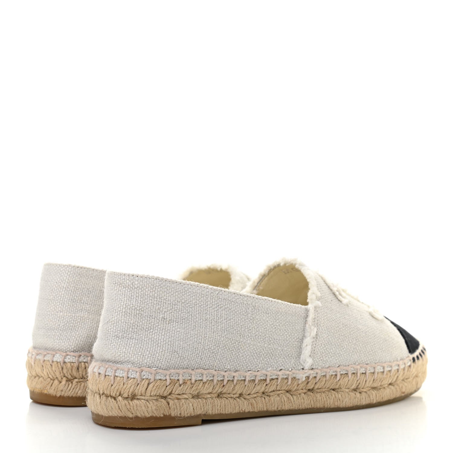 Chanel Linen CC Espadrilles 38 Ecru Black 4 of 9