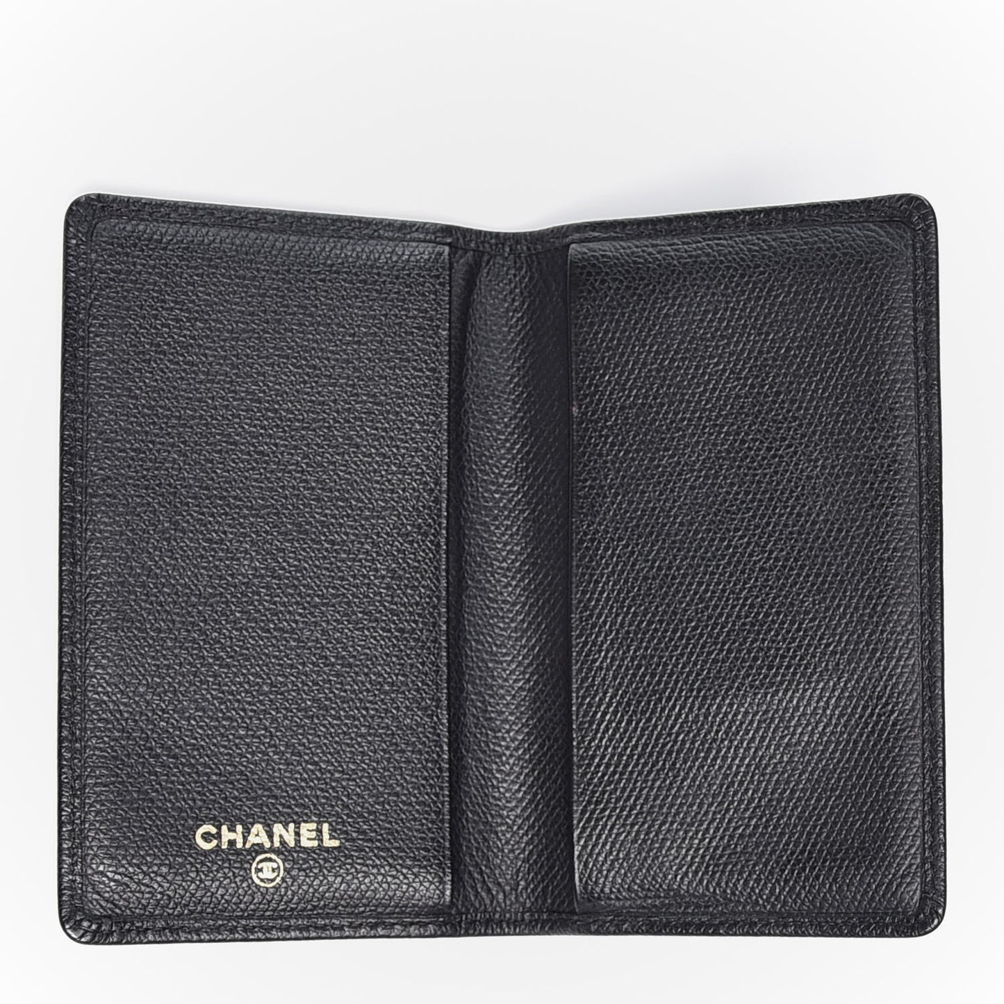 Grained Calfskin CC Button Card Holder Black