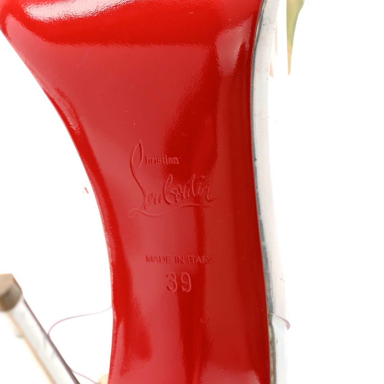 Christian Louboutin PVC Iridescent Patent PVC Ilcepoze 100 Sandals 39 Silver 6 of 12