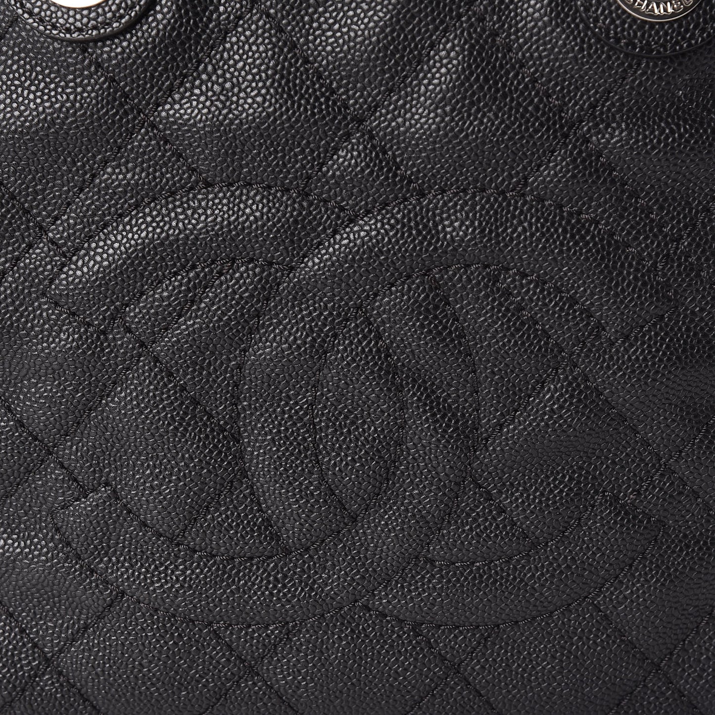 Grained Calfskin Quilted Small Daily Shopping Tote Black