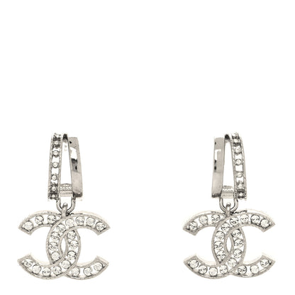 Chanel Crystal CC Drop Earrings Silver 1 of 4