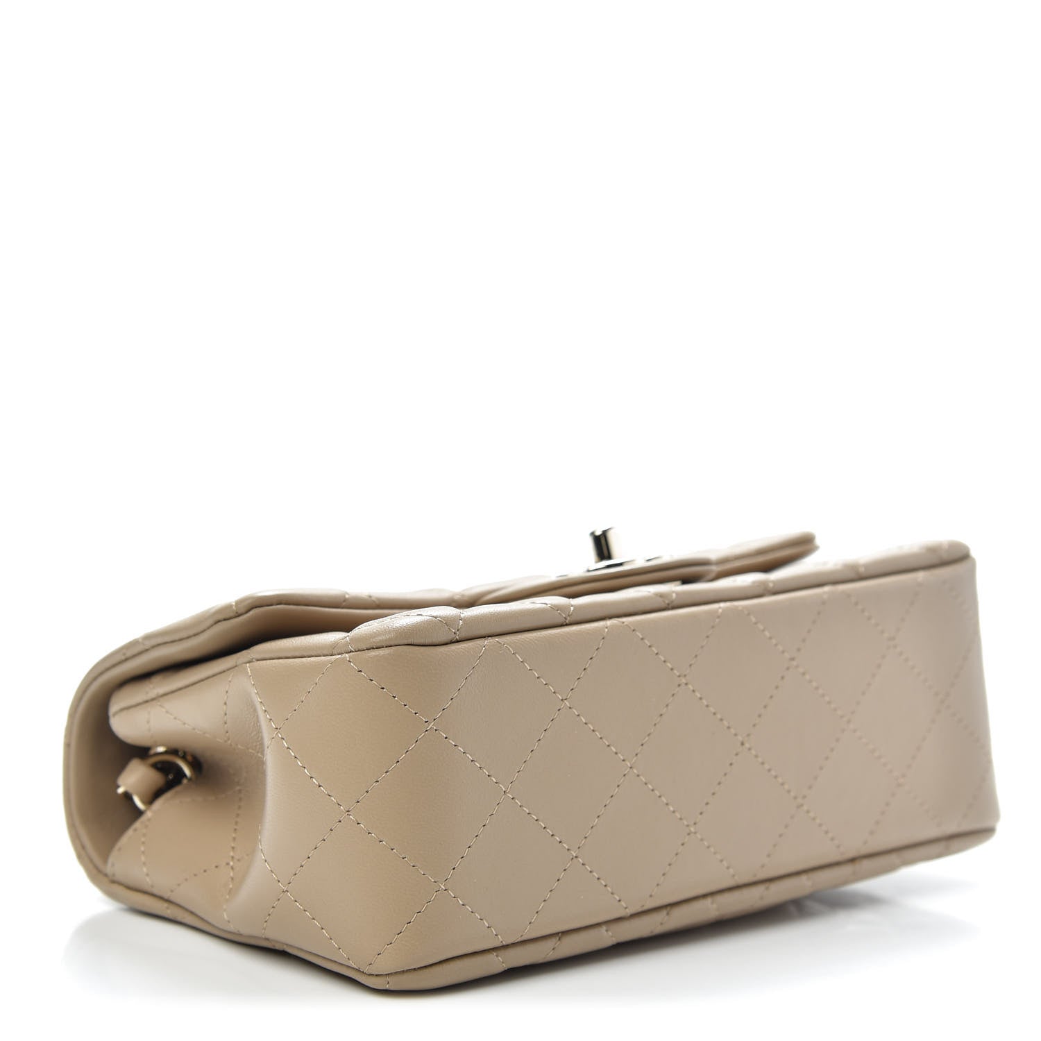Chanel Lambskin Quilted Mini Rectangular Flap Dark Beige 4 of 10