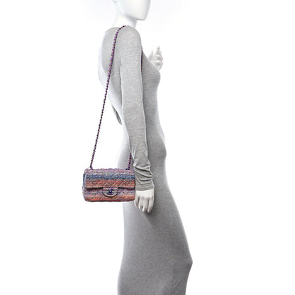 Chanel Tweed Quilted Mini Rectangular Flap Blue Pink Orange 2 of 12