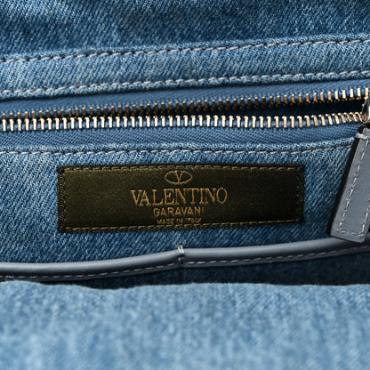 Valentino Garavani Denim Butterfly Embroidered Small Rockstud Tote Light Denim 6 of 9
