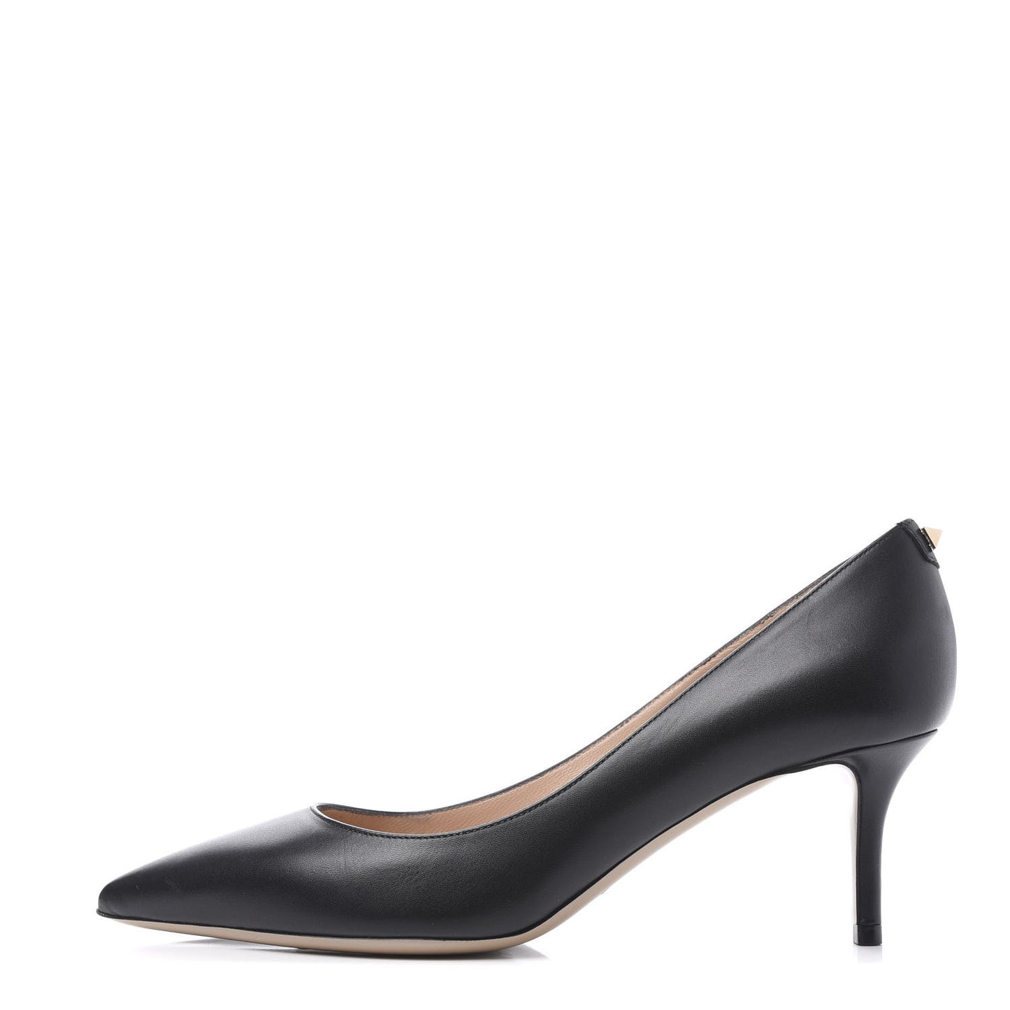 Calfskin Rockstud Simple Low Heel Pumps 37.5 Black