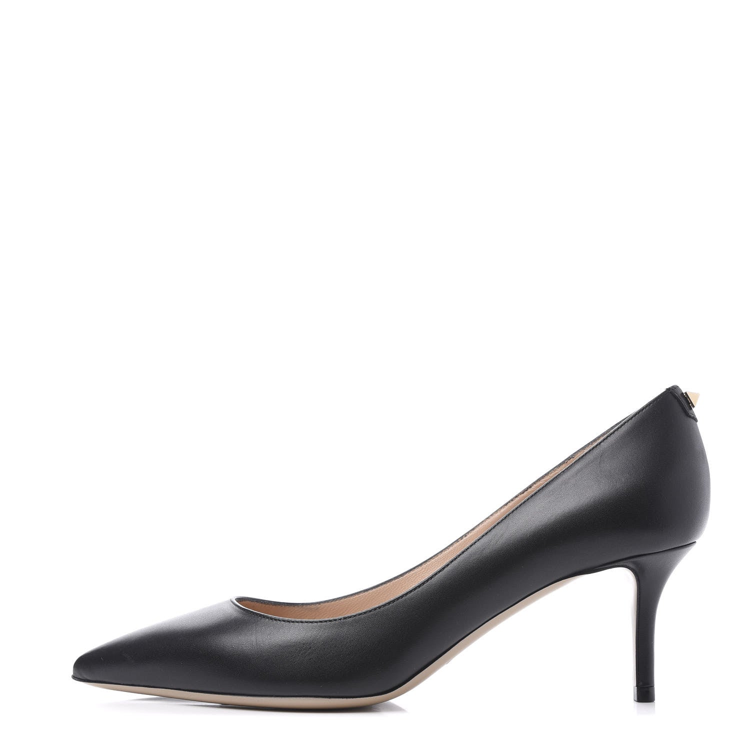 Valentino Garavani Calfskin Rockstud Simple Low Heel Pumps 37.5 Black 1 of 8