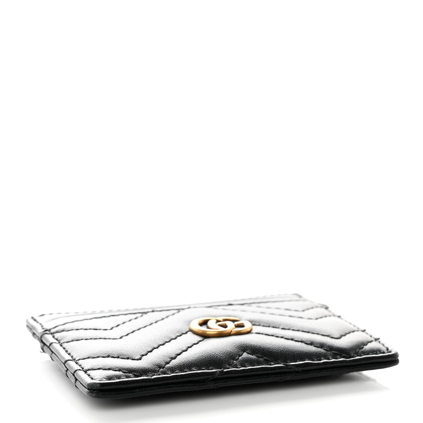 Calfskin Matelasse GG Marmont Card Holder Black