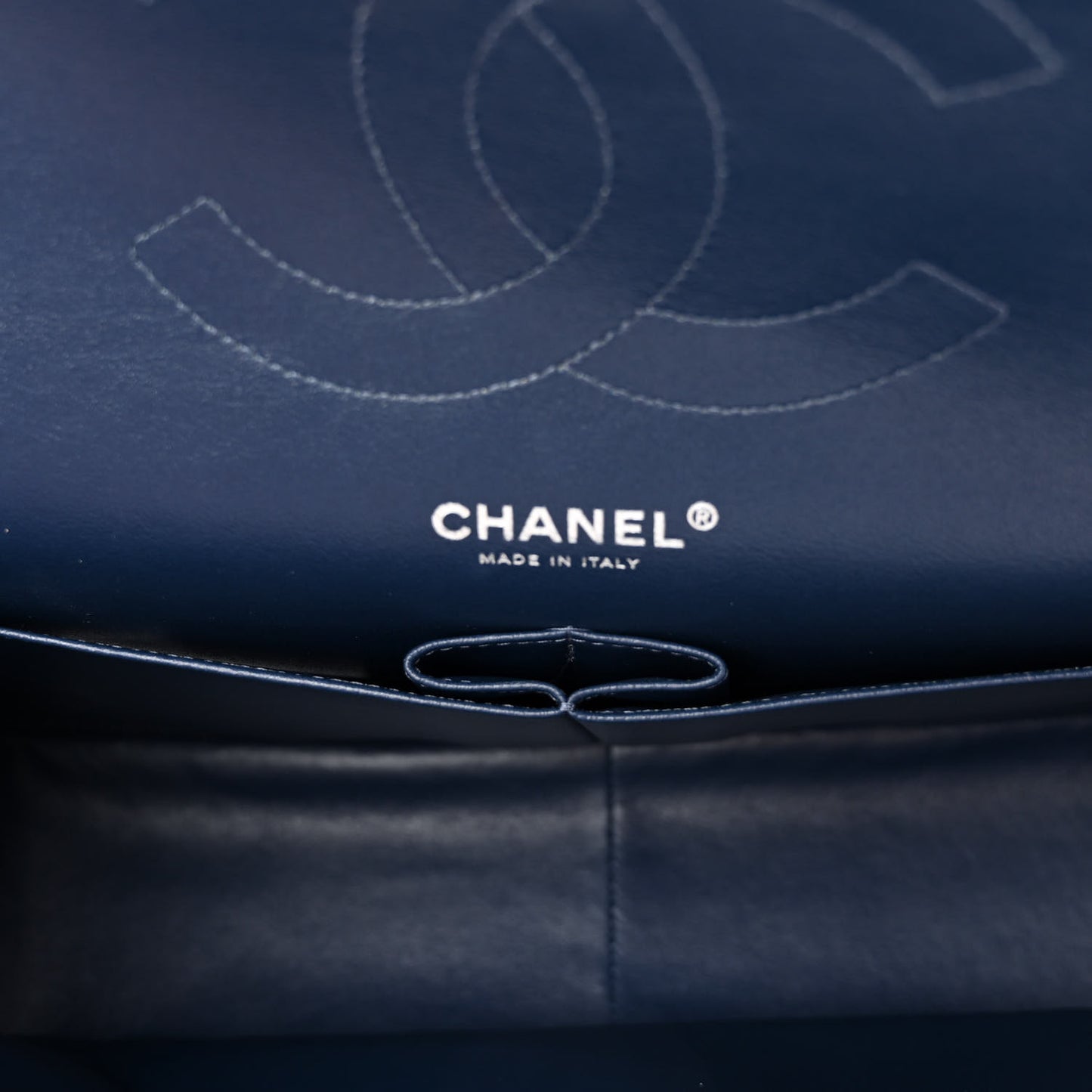 Caviar Quilted Jumbo Double Flap Navy Blue