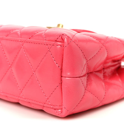 Chanel Shiny Aged Calfskin Quilted Nano Kelly Shopper Fuchsia 10 of 11