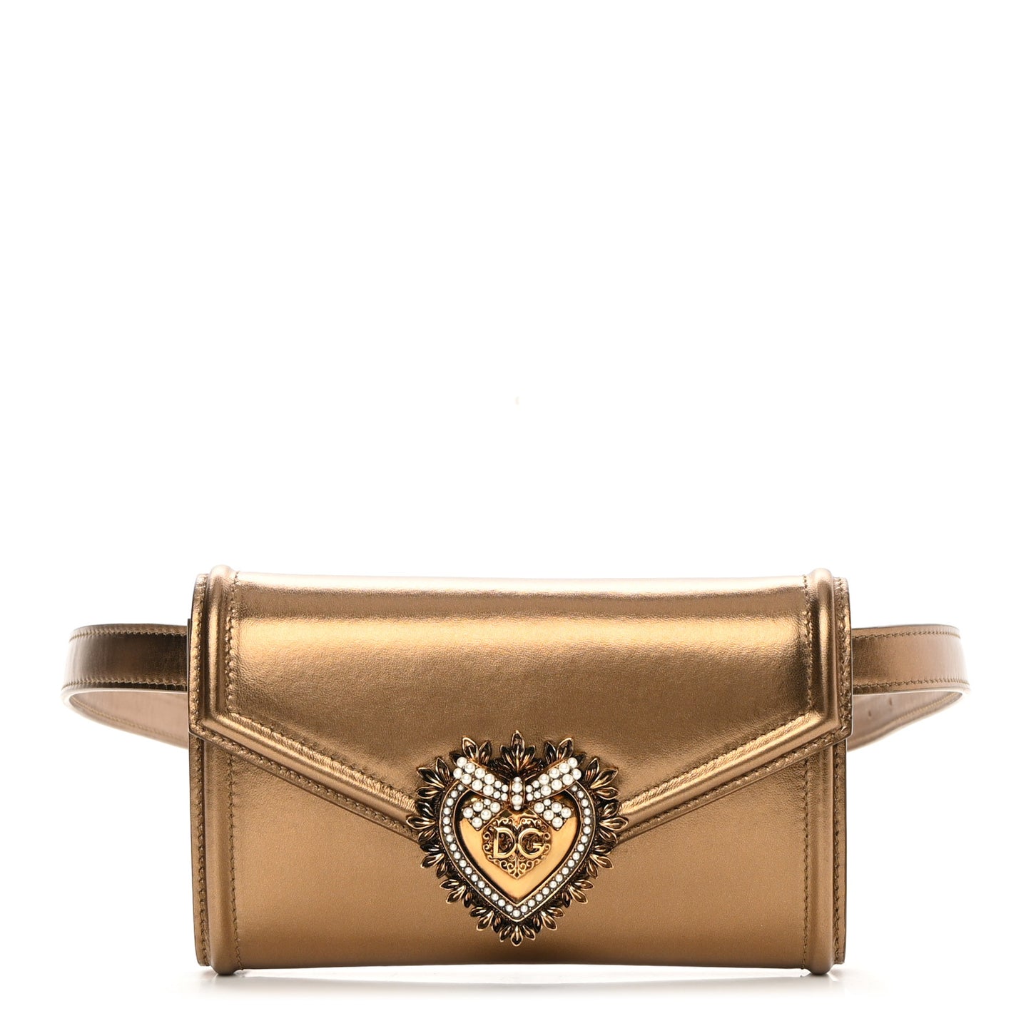 Metallic Agnello Vitello Devotion Belt Bag Bronze