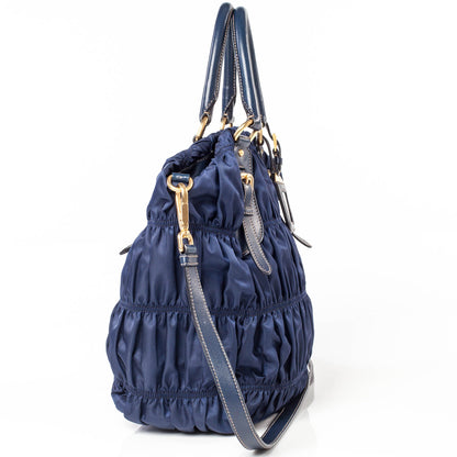 Prada Tessuto Nylon Gaufre Tote Blue 4 of 10