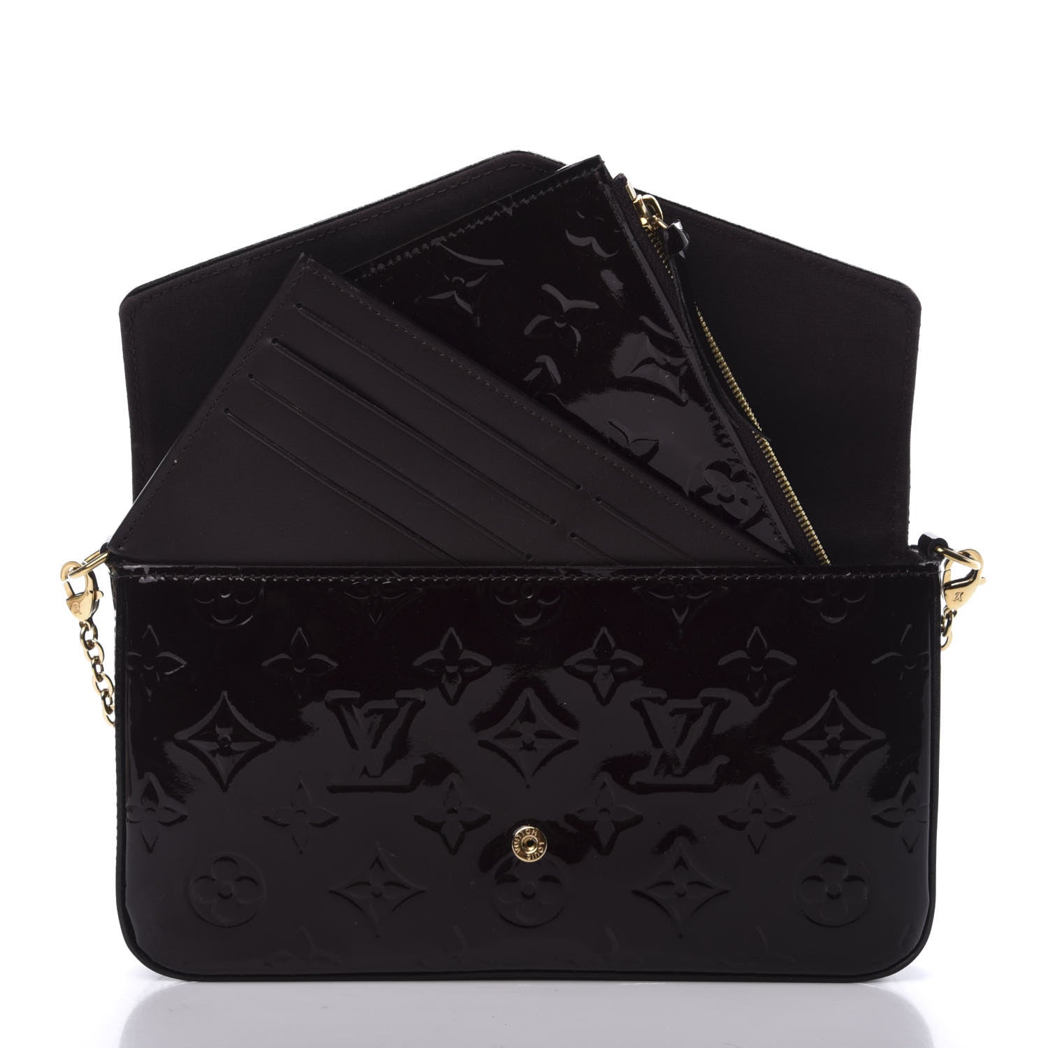 Louis Vuitton Vernis Pochette Felicie Chain Wallet Amarante 7 of 12