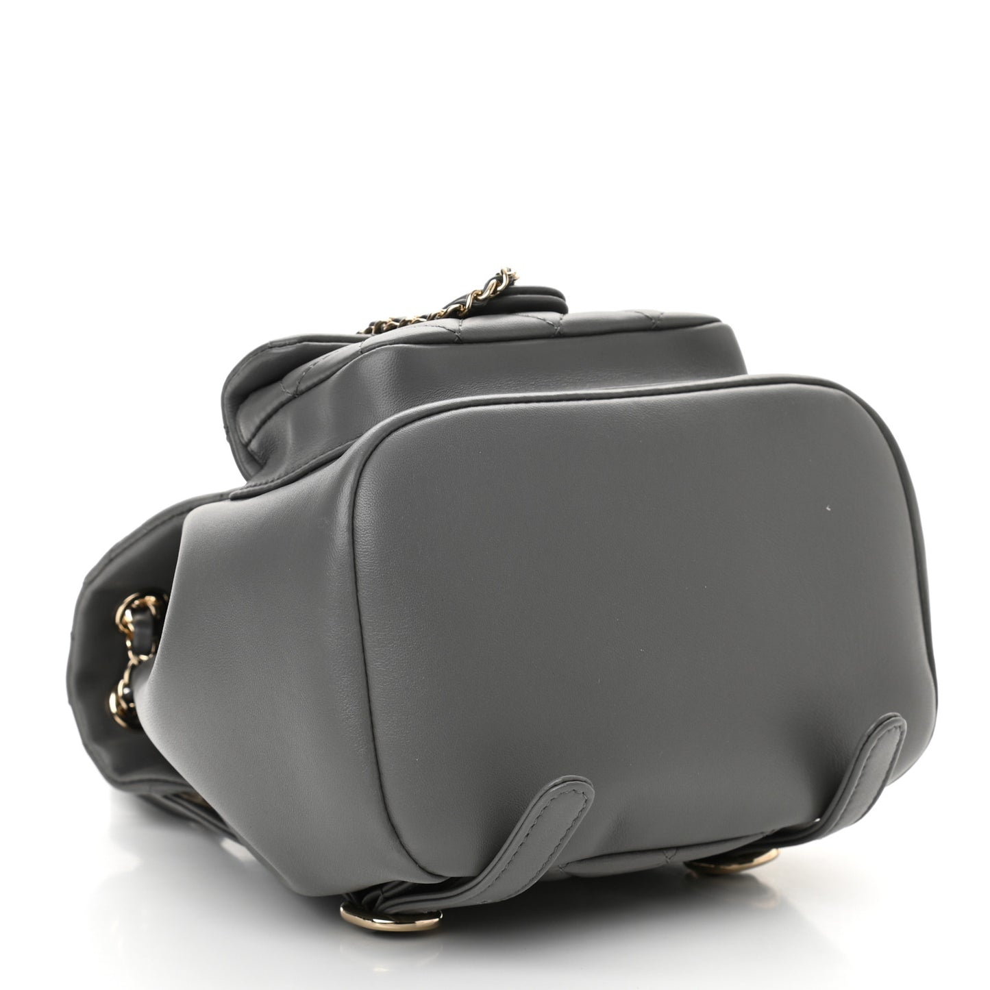 Lambskin Quilted Small Duma Drawstring Backpack Grey