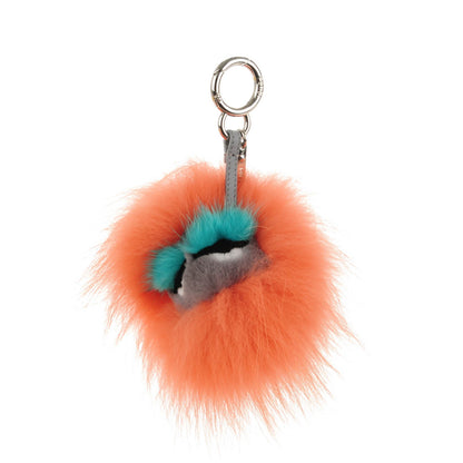 Fendi Fox Mink Rabbit Fur Vitello Dolce Mini Monster Bag Bug Charm Flamingo Multicolor 2 of 7