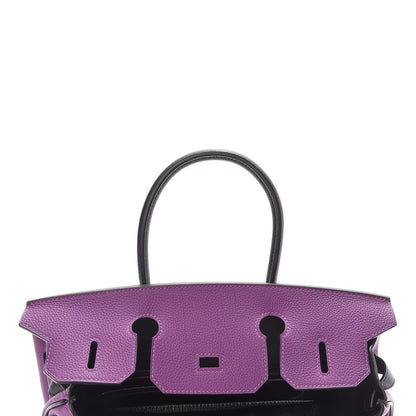 Hermes Togo Bi-Color Horseshoe Birkin 30 Anemone Black 20 of 34