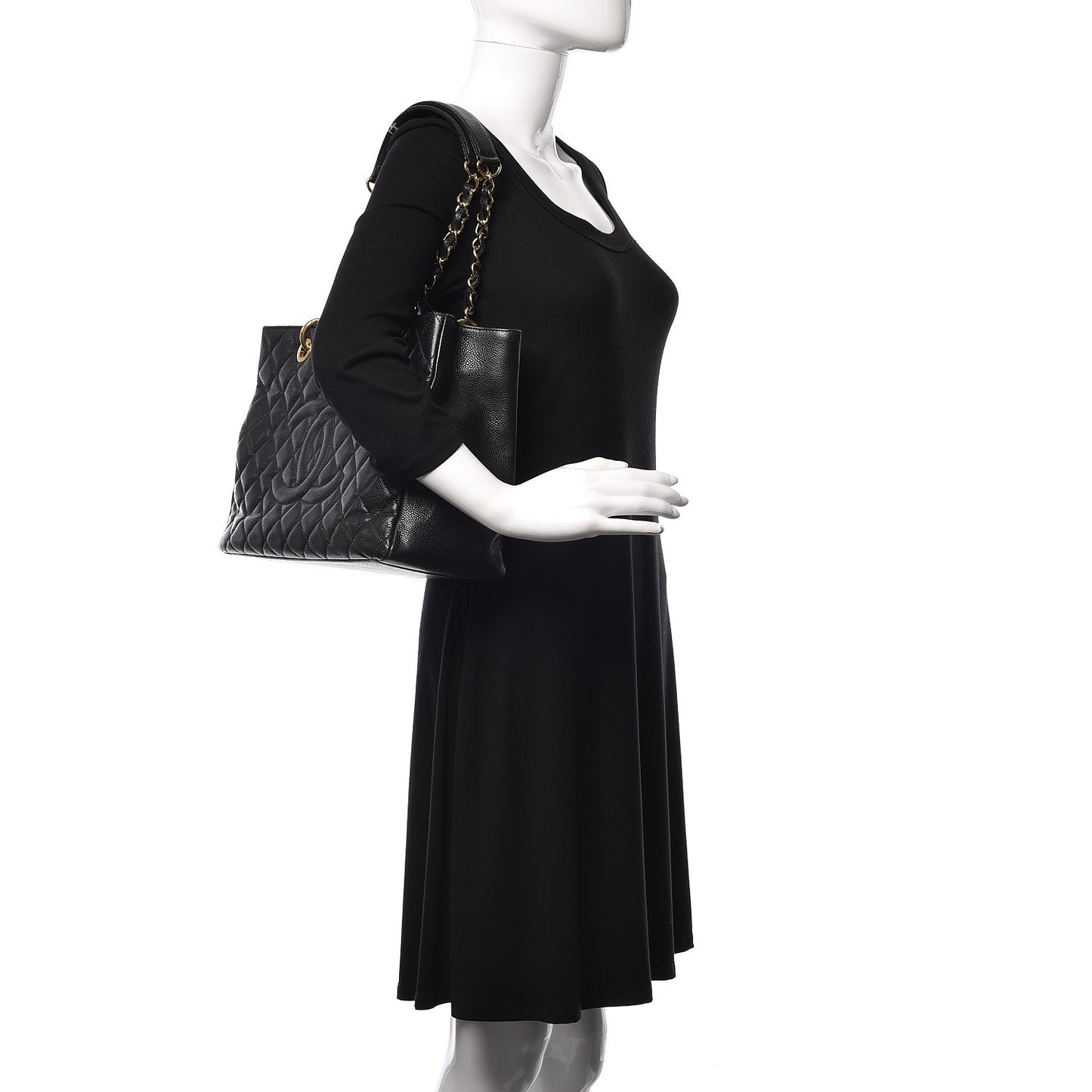 Caviar Quilted Grand Shopping Tote GST Black