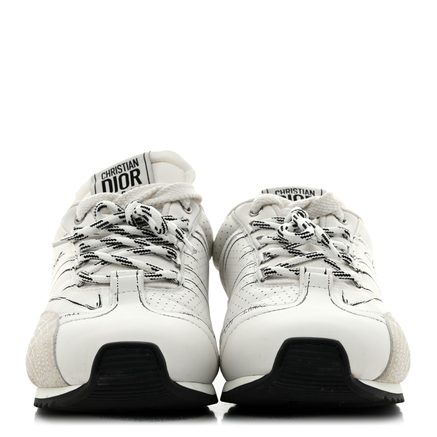 Calfskin Nylon Womens D-Sketch Sneakers 40 White