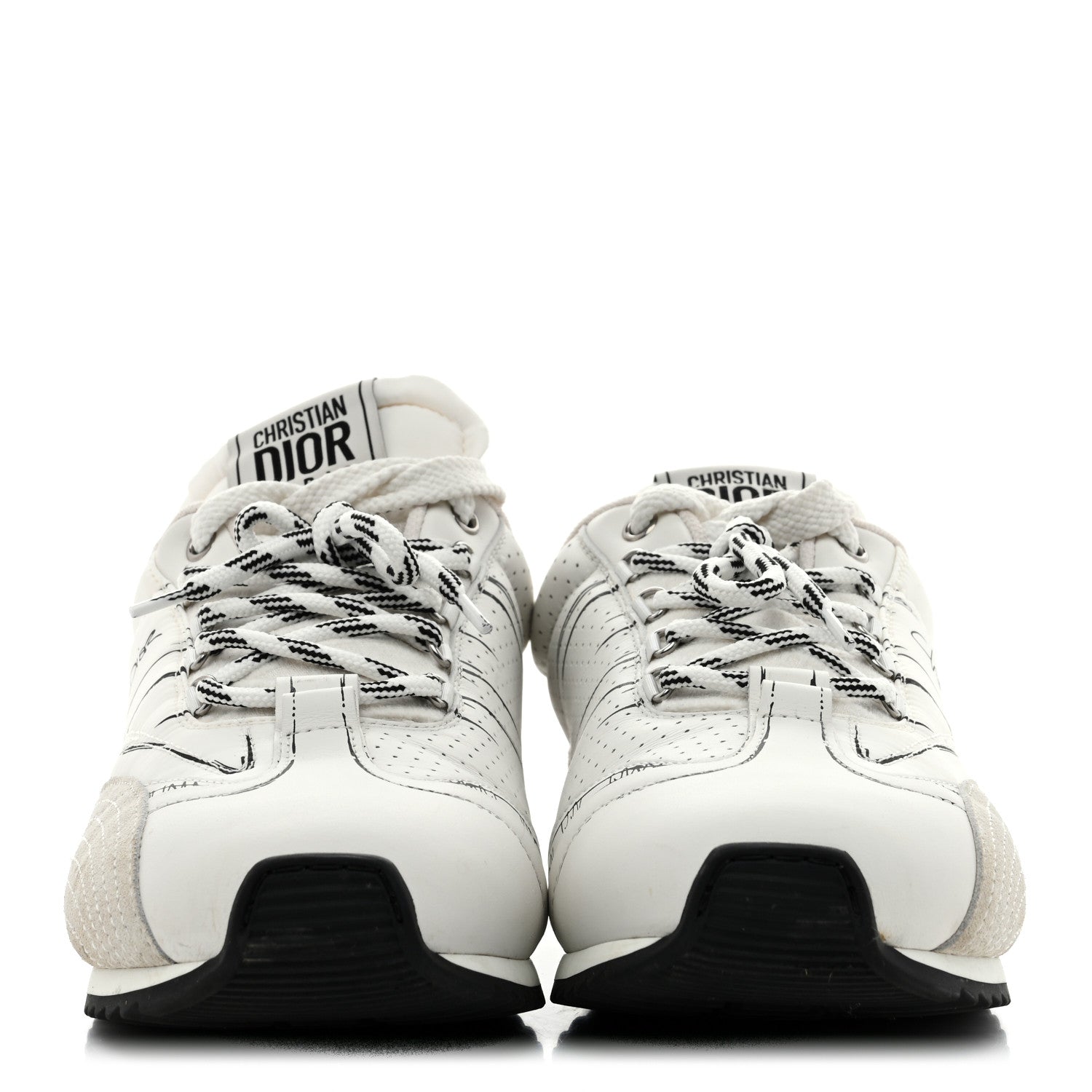 Christian Dior Calfskin Nylon Womens D-Sketch Sneakers 40 White 3 of 9