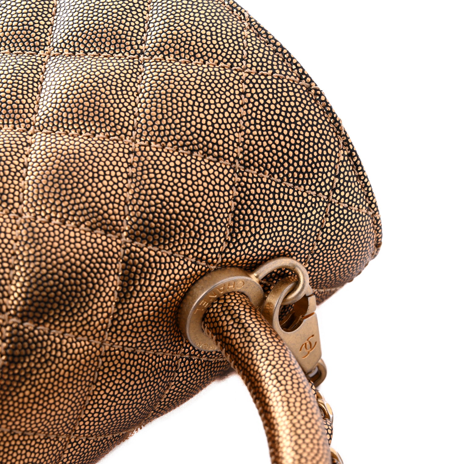 Chanel Metallic Caviar Quilted Small Coco Handle Flap Gold 13 of 13