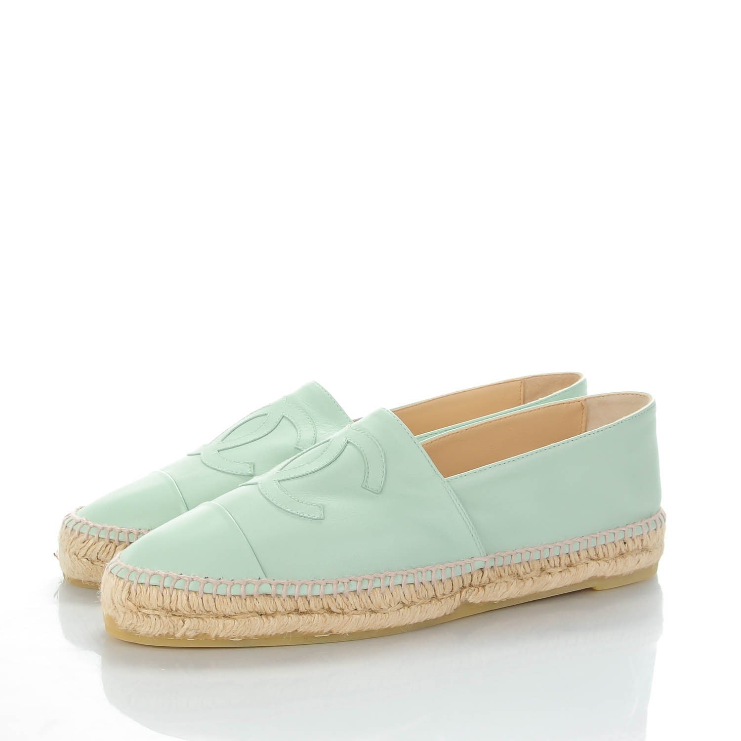 Chanel Lambskin CC Espadrilles 42 Light Green 3 of 8