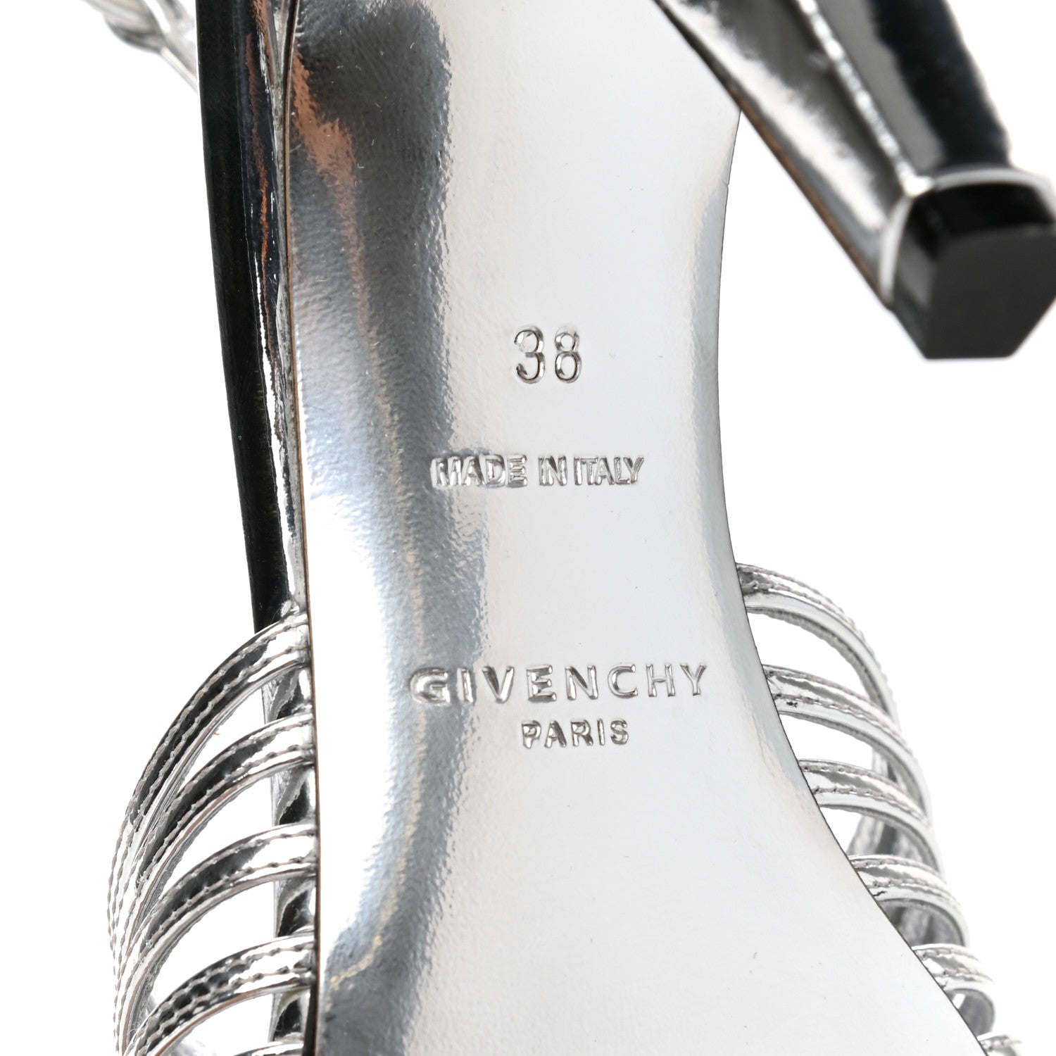 Givenchy Metallic Calfskin Look Book Cage Sandals 38 Silver 6 of 9