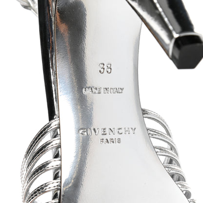 Givenchy Metallic Calfskin Look Book Cage Sandals 38 Silver 6 of 9