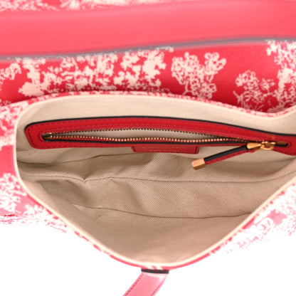 Christian Dior Canvas Reverse Embroidered Toile De Jouy Saddle Bag Red 5 of 10