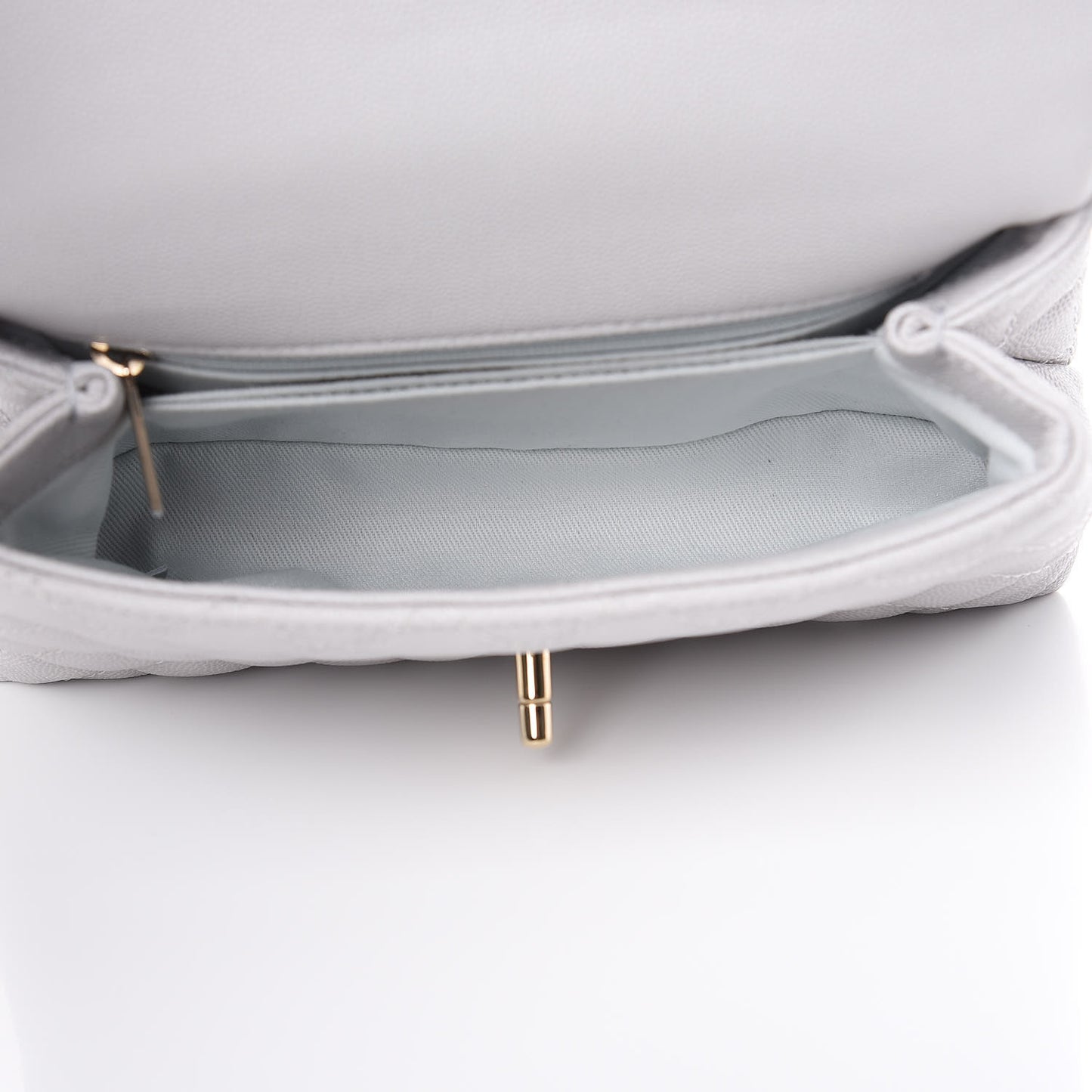 Caviar Quilted Mini Coco Handle Flap Light Grey