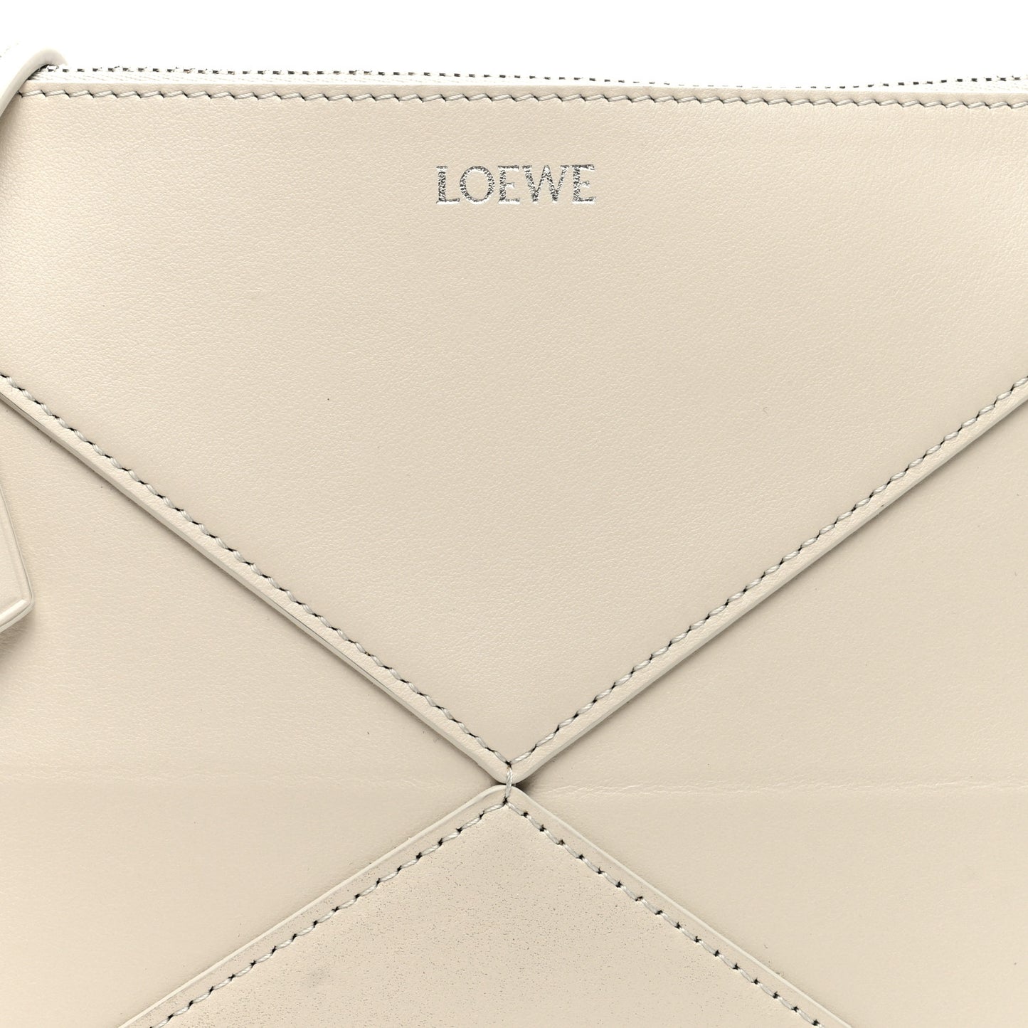 Shiny Calfskin Puzzle Fold Pouch Sea Salt
