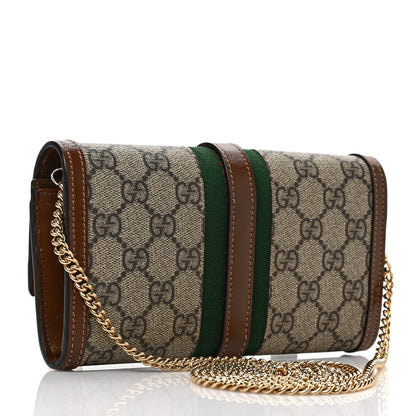 Gucci GG Supreme Monogram Azalea Calfskin Web Jackie 1961 Chain Wallet Beige Ebony Brown Sugar 3 of 9