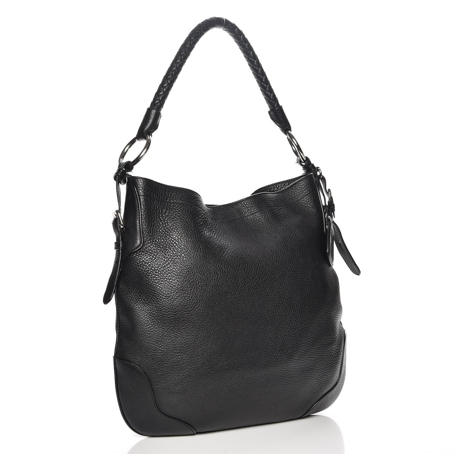 Vitello Daino Braided Hobo Nero Black