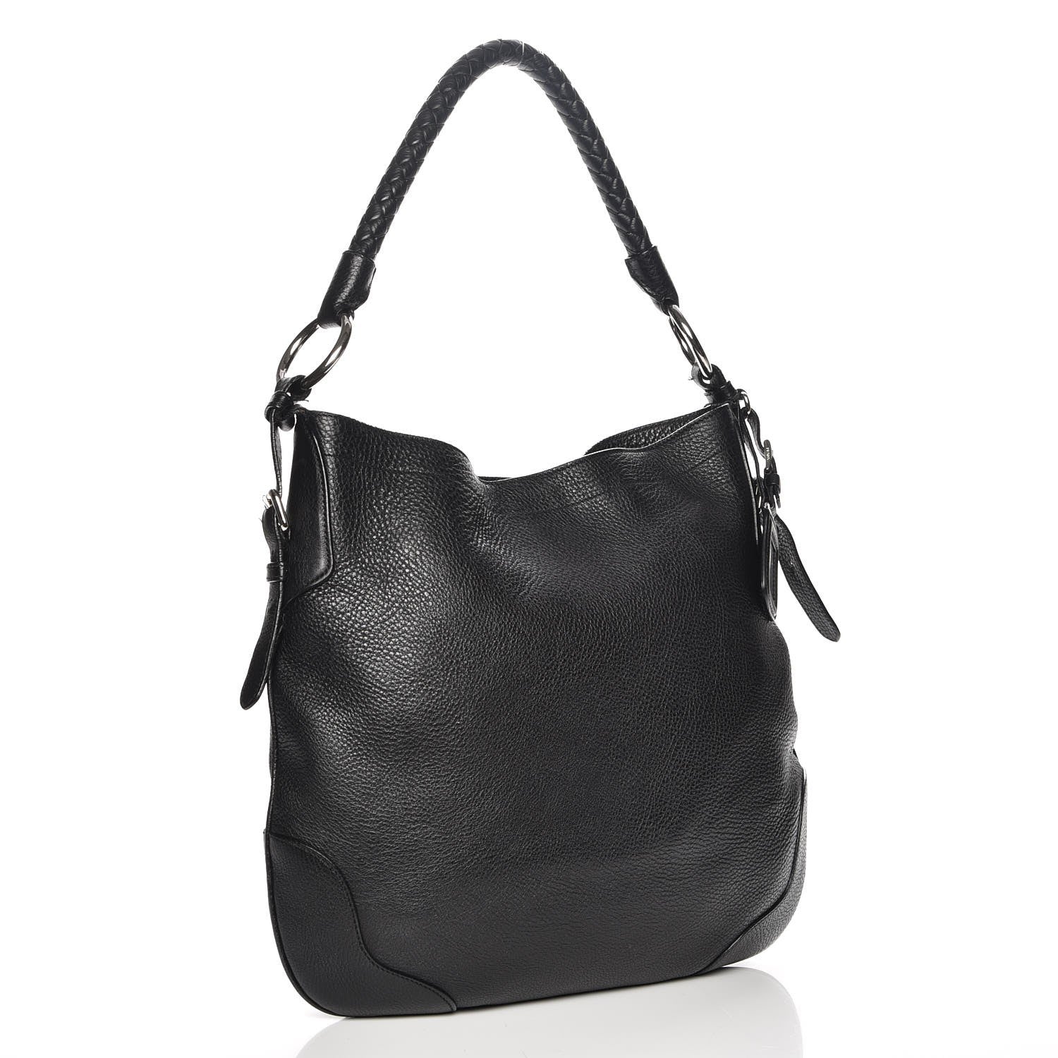Prada Vitello Daino Braided Hobo Nero Black 3 of 9