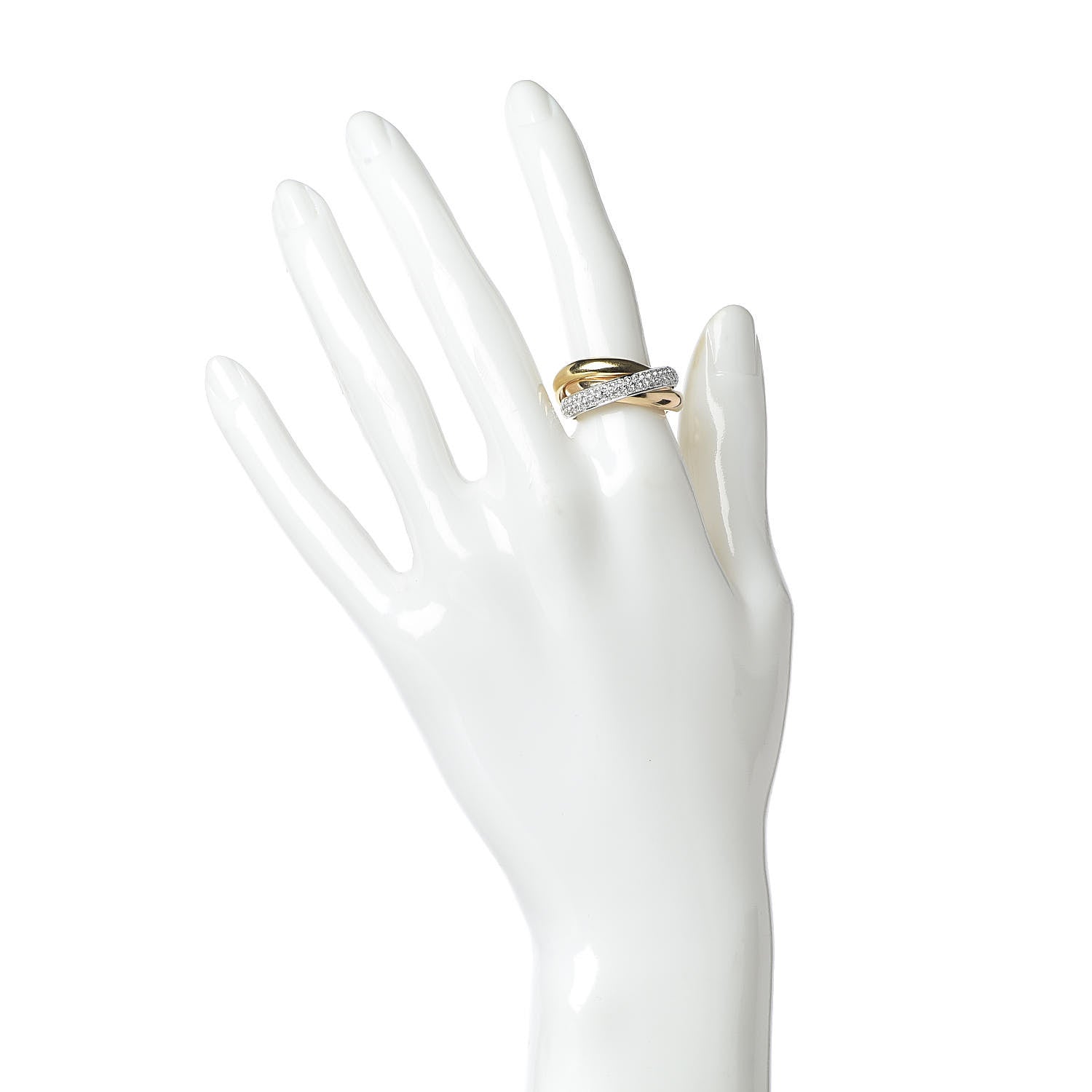 Cartier 18K White Yellow Pink Gold Diamond Classic Trinity Paved Ring 52 6 2 of 7