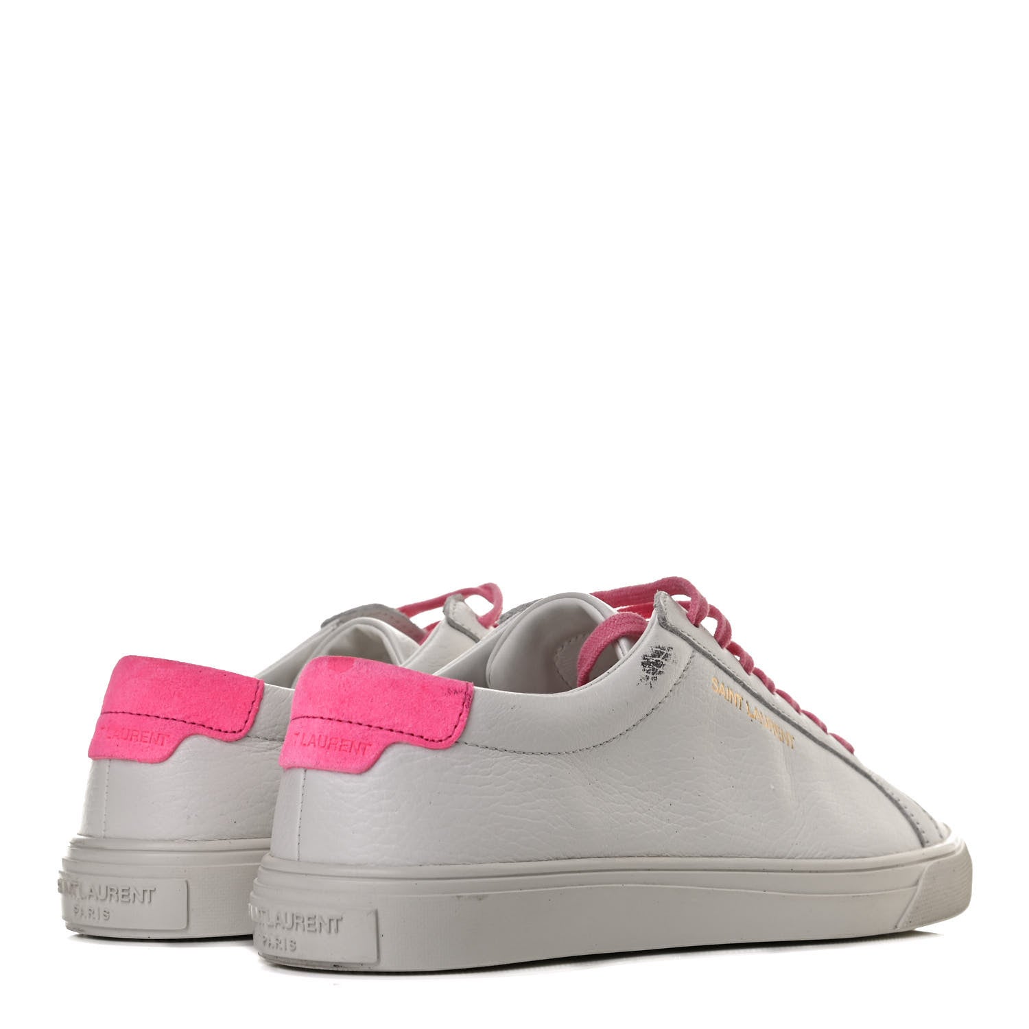 Saint Laurent Grained Calfskin Andy Low Top Sneakers 35 White Pink 4 of 14