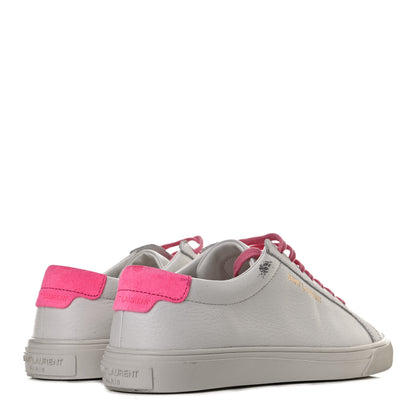 Saint Laurent Grained Calfskin Andy Low Top Sneakers 35 White Pink 4 of 14