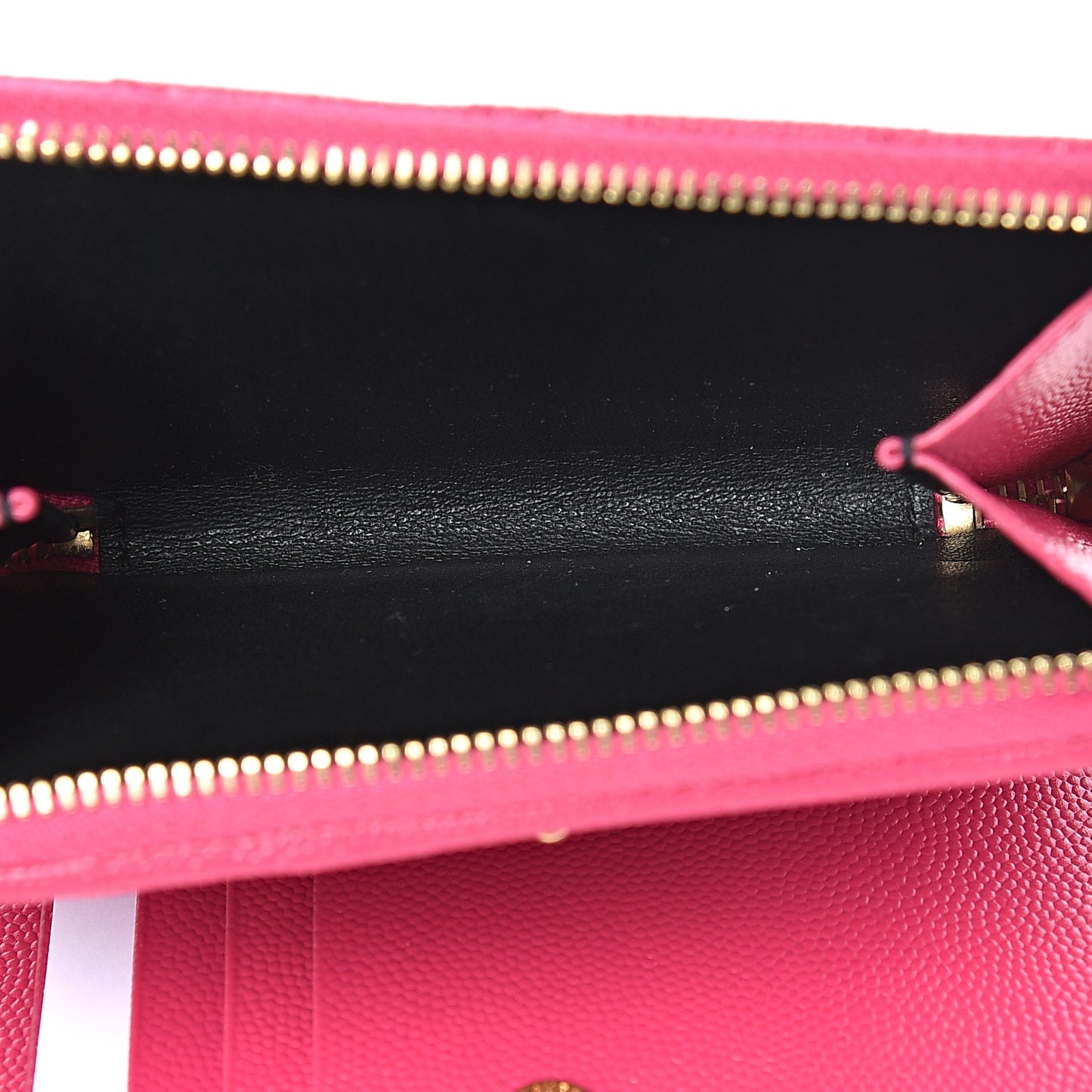 Grain De Poudre Matelasse Chevron Monogram Compact Zip Around Wallet Fuchsia