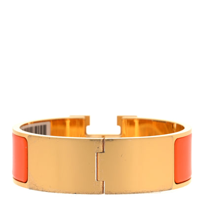 Hermes Enamel Wide Clic Clac H Bracelet GM Orange 3 of 8