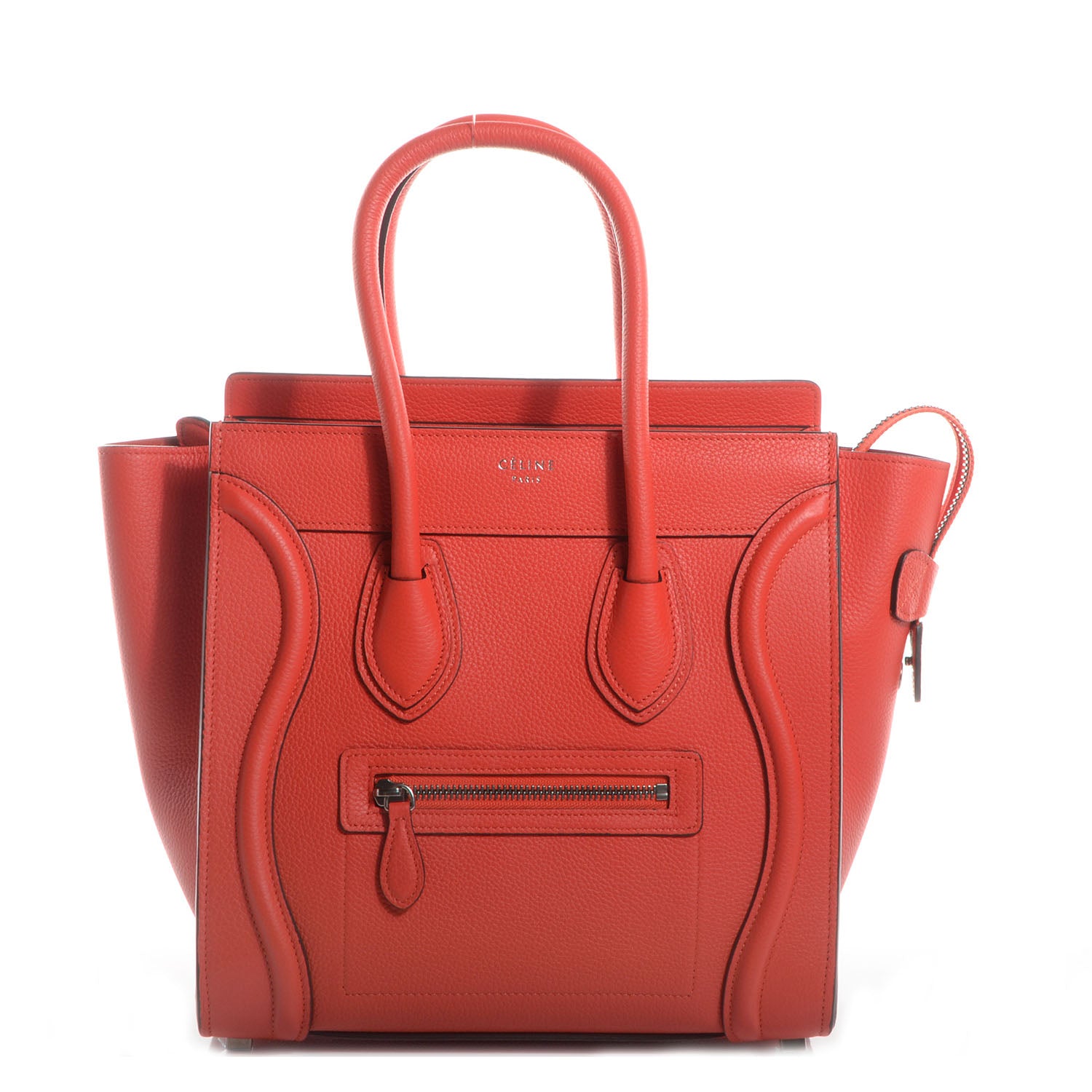 Celine Drummed Leather Micro Luggage Vermillion 1 of 9