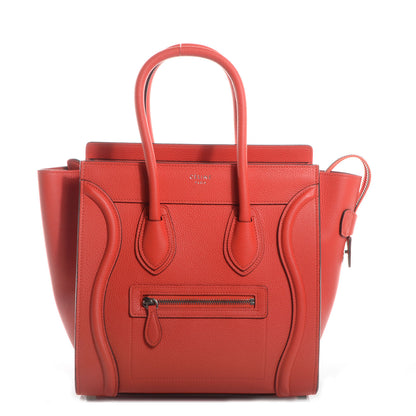 Celine Drummed Leather Micro Luggage Vermillion 1 of 9